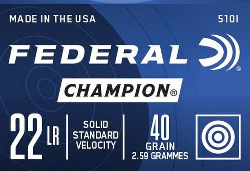 Federal Champion Training .22 LR, 40 Grain Lead Round Nose Rifle Ammo, 50-Rd