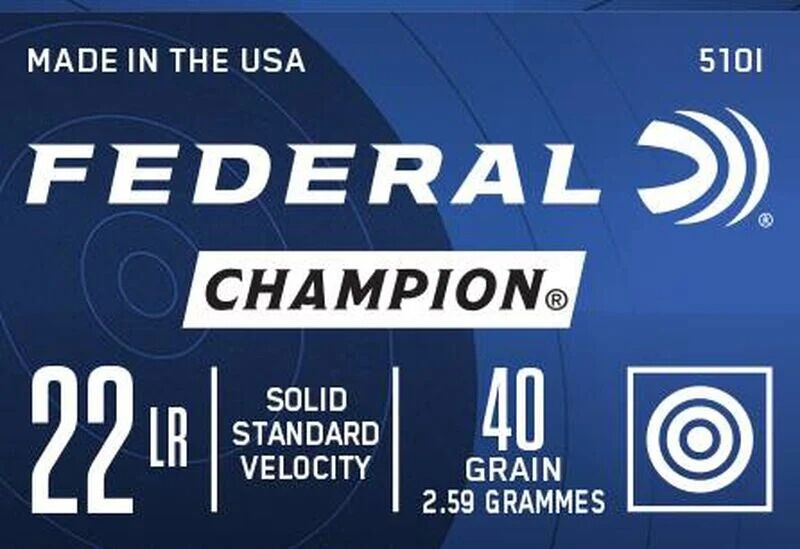 Federal Champion Training .22 LR, 40 Grain Lead Round Nose Rifle Ammo, 50-Rd