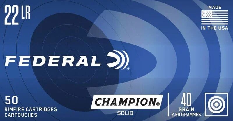 Federal Champion Training .22 LR, 40 Grain Lead Round Nose Rifle Ammo, 50-Rd