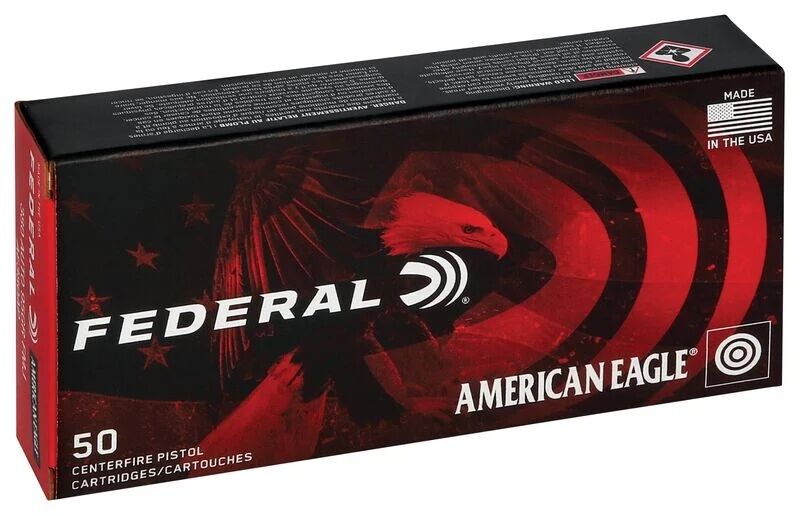Federal American Eagle .380 Auto, 95 Grain Full Metal Jacket Pistol Ammo, 50-Rd