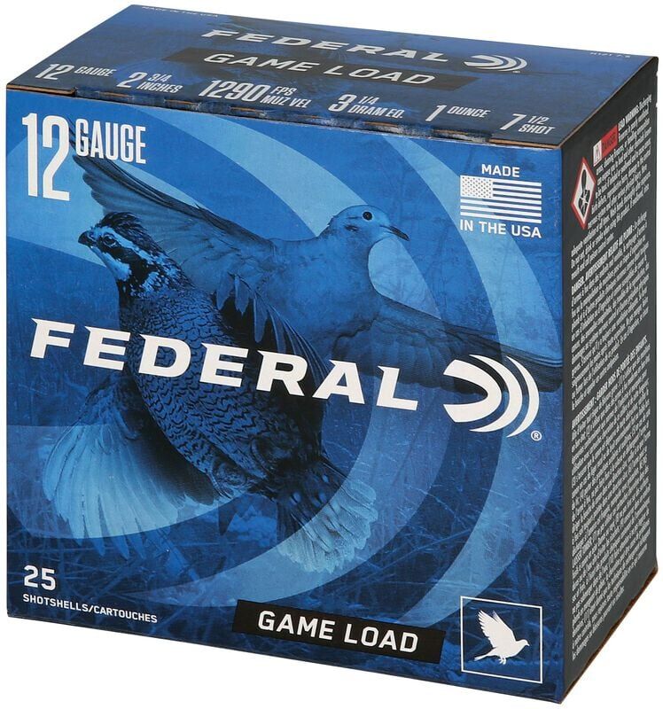 Federal Game Load Upland 12 Gauge 2 3/4" #7.5 Shot, 1-Oz, 25-Rd