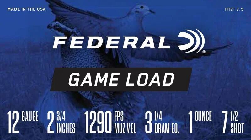 Federal Game Load Upland 12 Gauge 2 3/4" #7.5 Shot, 1-Oz, 25-Rd