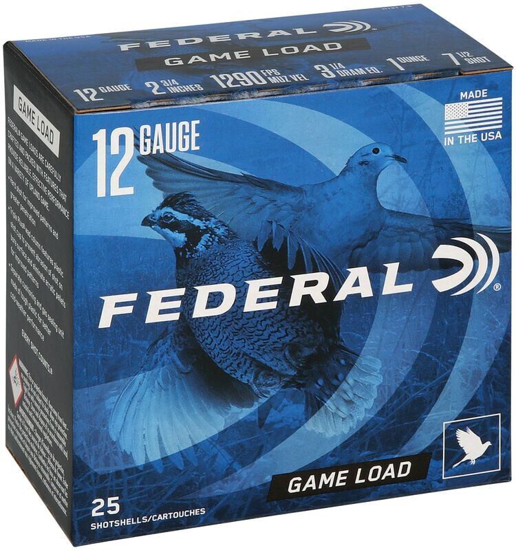 Federal Game Load Upland 12 Gauge 2 3/4" #7.5 Shot, 1-Oz, 25-Rd