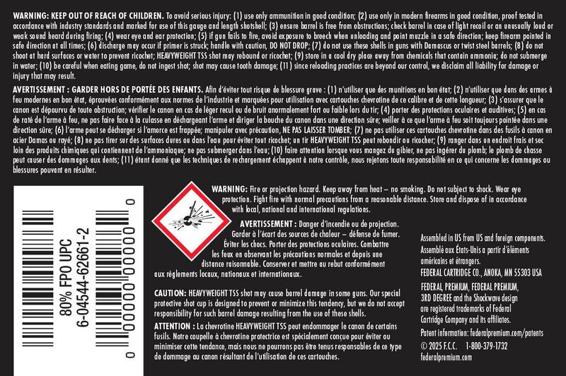 Federal 3rd Degree With Heavyweight TSS 12 Gauge 3" #5/#6/#7 Shot, 1 3/4-Oz, 5-Rd