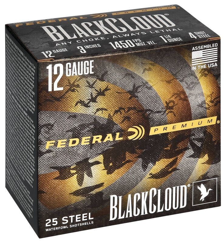 Federal Black Cloud FS Steel 12 Gauge 3" #4 Shot, 1 1/4-Oz, 25-Rd