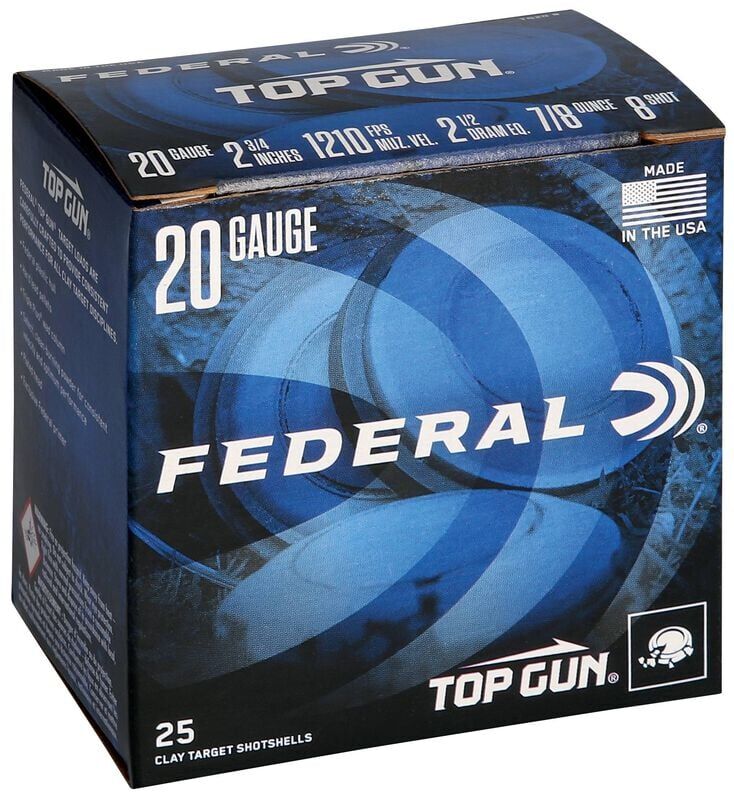 Federal Top Gun 20 Gauge 2 3/4" #8 Shot, 7/8-Oz, 25-Rd