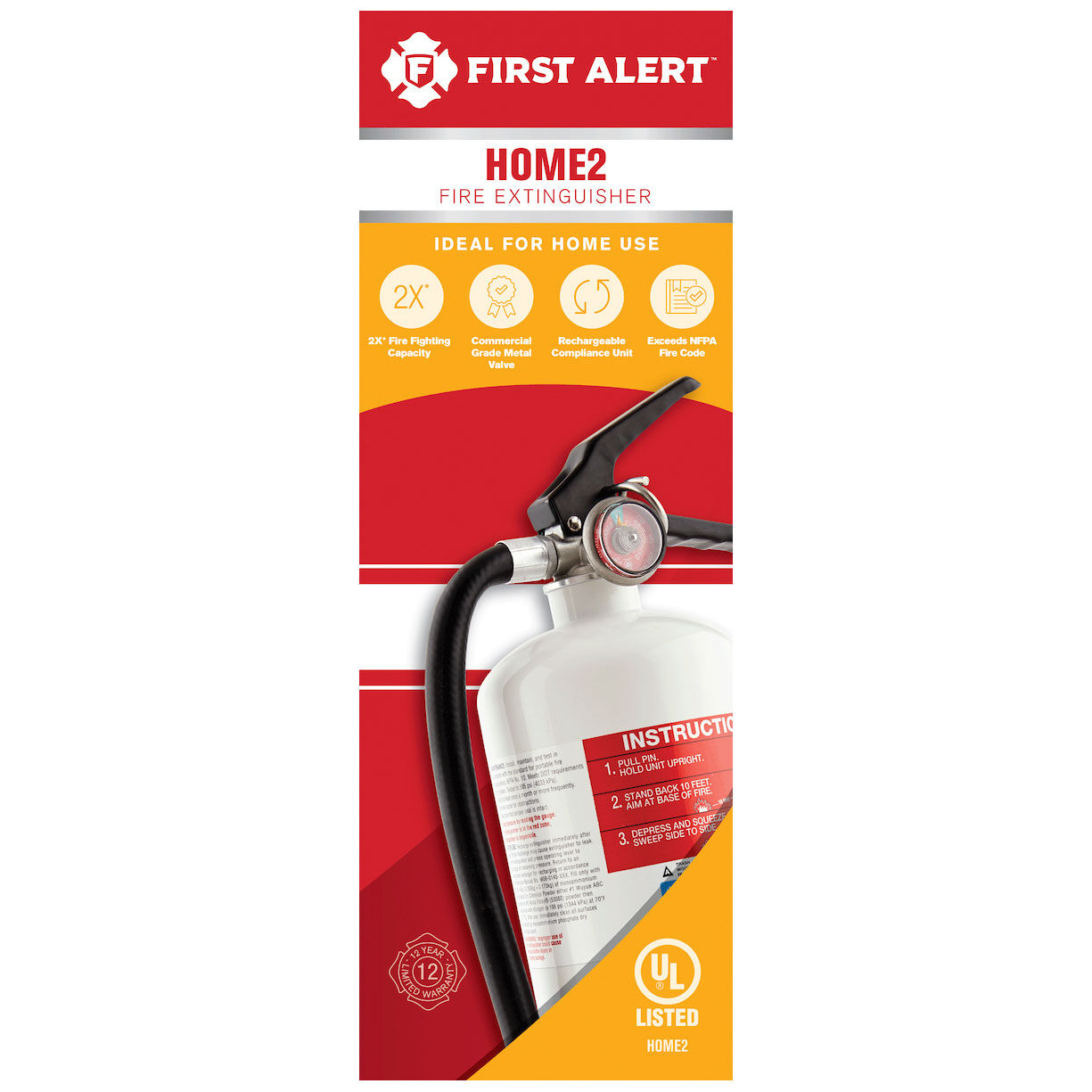 First Alert HOME2 Rechargeable Compliance UL Rated Fire Extinguisher, 5-Lb