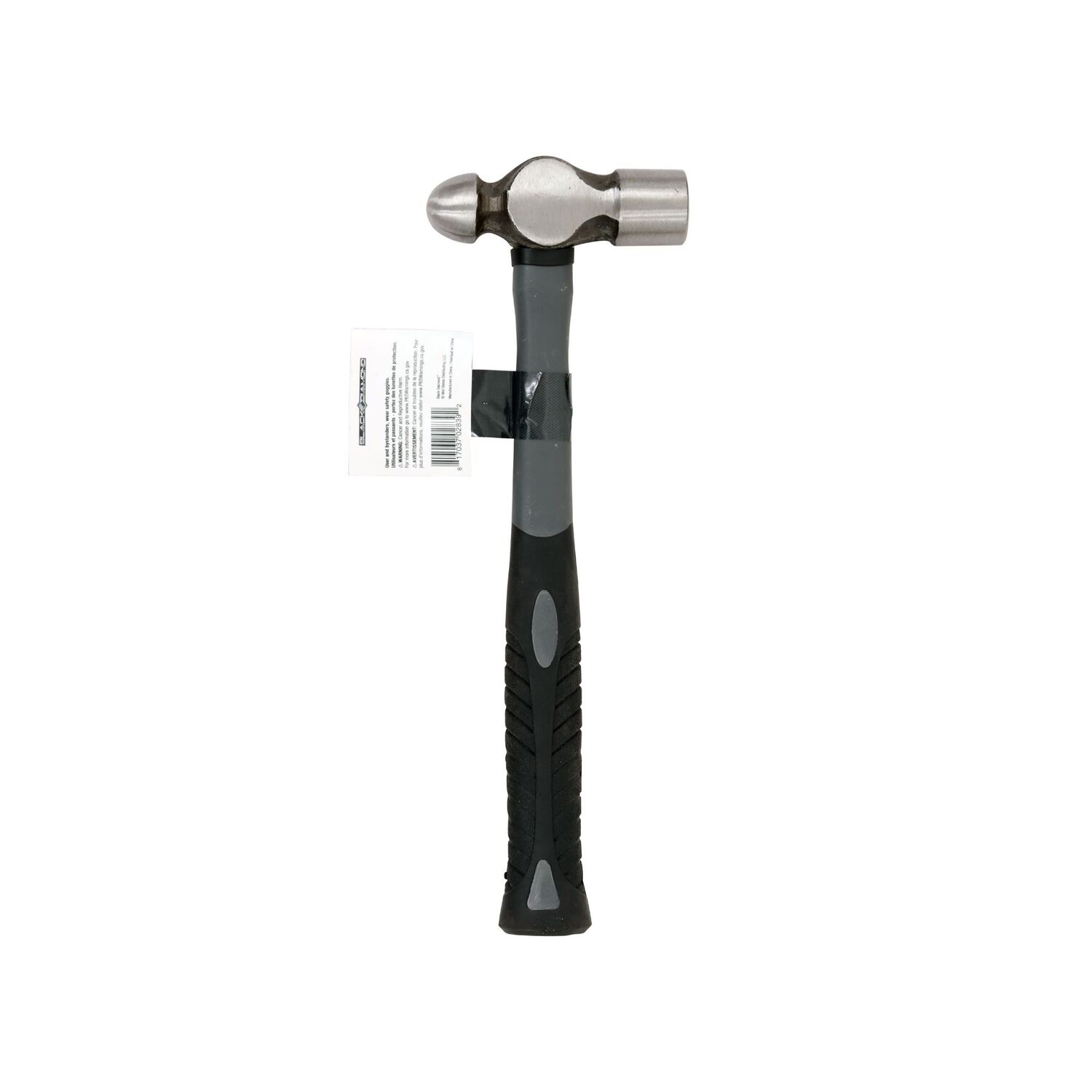 Black Diamond Ball Peen Hammer with Fiberglass Handle, 24-Oz