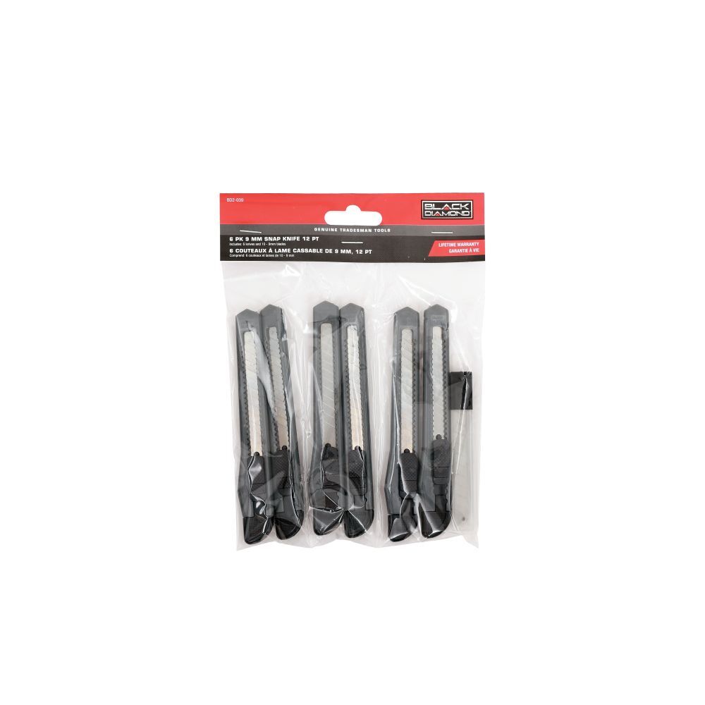 Black Diamond Snap Knives, 9-mm, 6-Pk