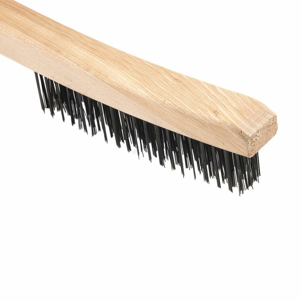 Scratch Brush With Long Handle, Carbon, 3 X 19 Rows