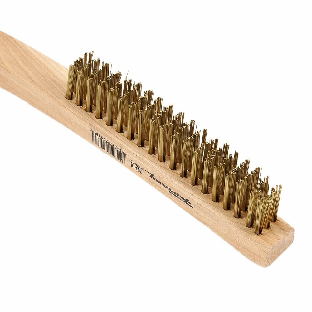 Scratch Brush With Long Handle, Brass, 3 X 19 Rows
