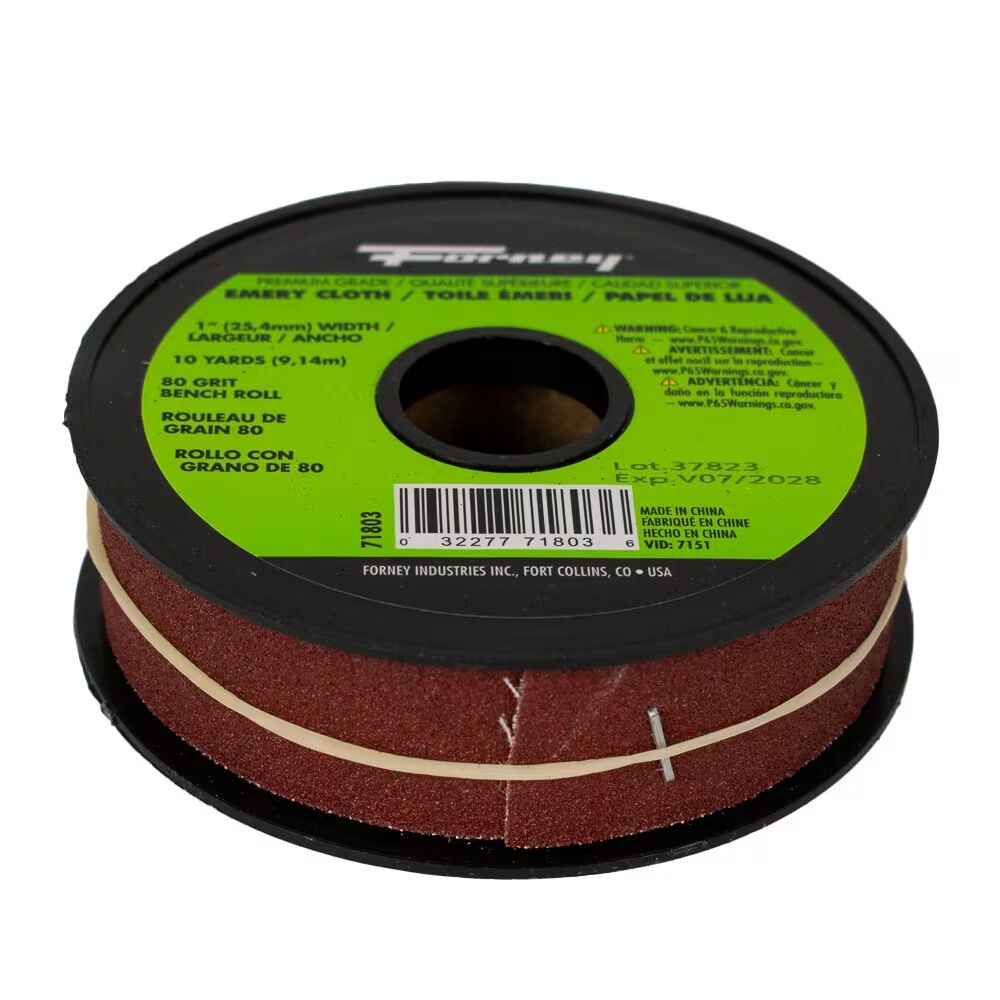 Forney Industries Emery Cloth Bench Roll, 80-Grit, 1-In x 10-Yd