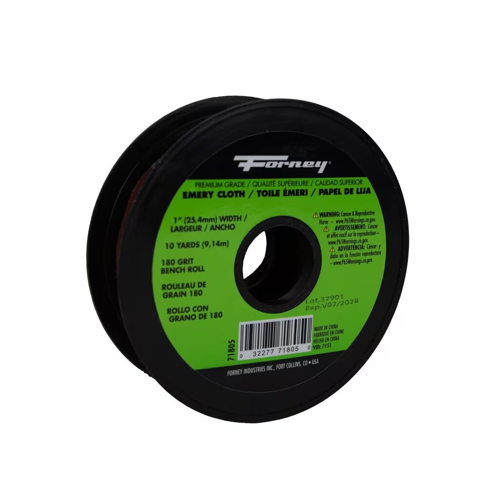 Forney Industries Emery Cloth Bench Roll, 180-Grit, 1-In x 10-Yd