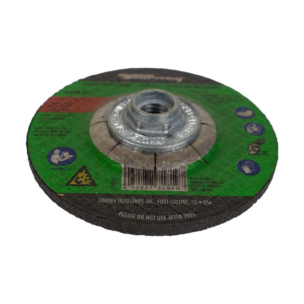 Forney Industries Metal Grinding Wheel Type 27, 4 1/2-In x 1/4-In x 5/8-In - 11