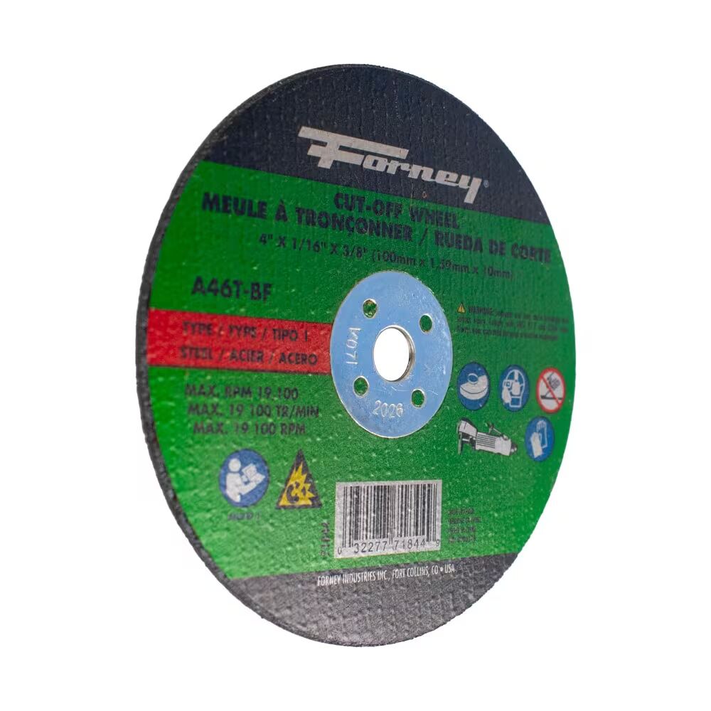 Forney Industries Metal Cut-Off Wheel Type 1, 4-In x 1/16-In x 3/8-In