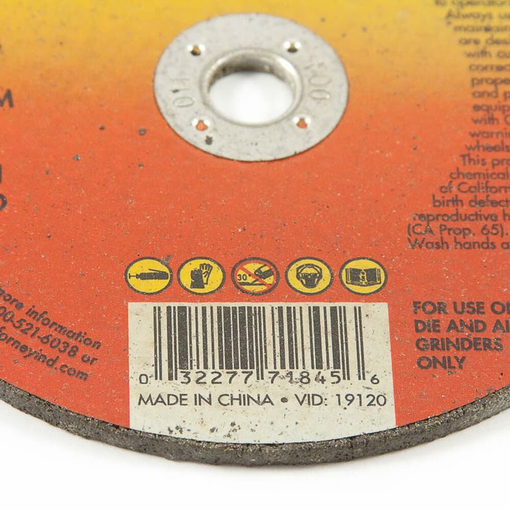 Cut-Off Wheel, Metal, Type 1, 4" X 1/8" X 3/8"