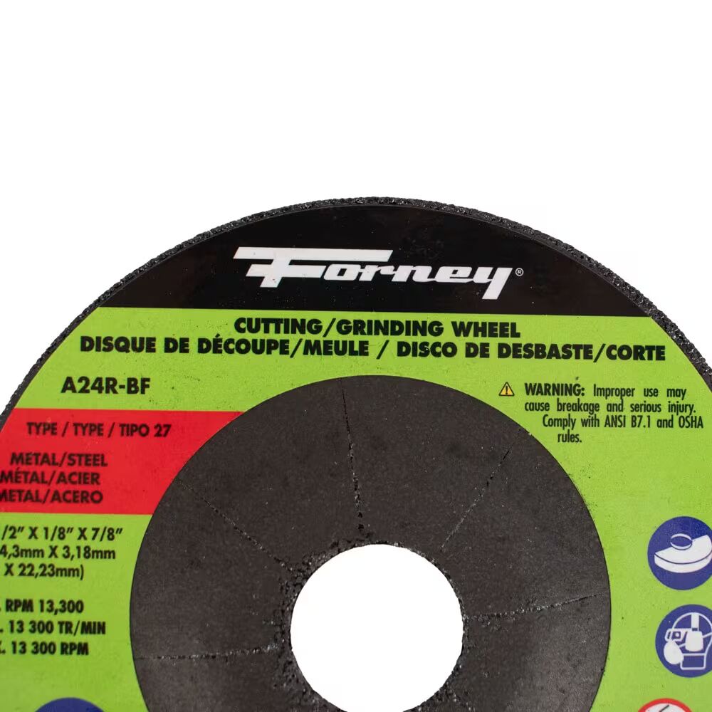 Forney Industries Metal Cut-Off Wheel Type 27, 4 1/2-In x 1/8-In x 7/8-In