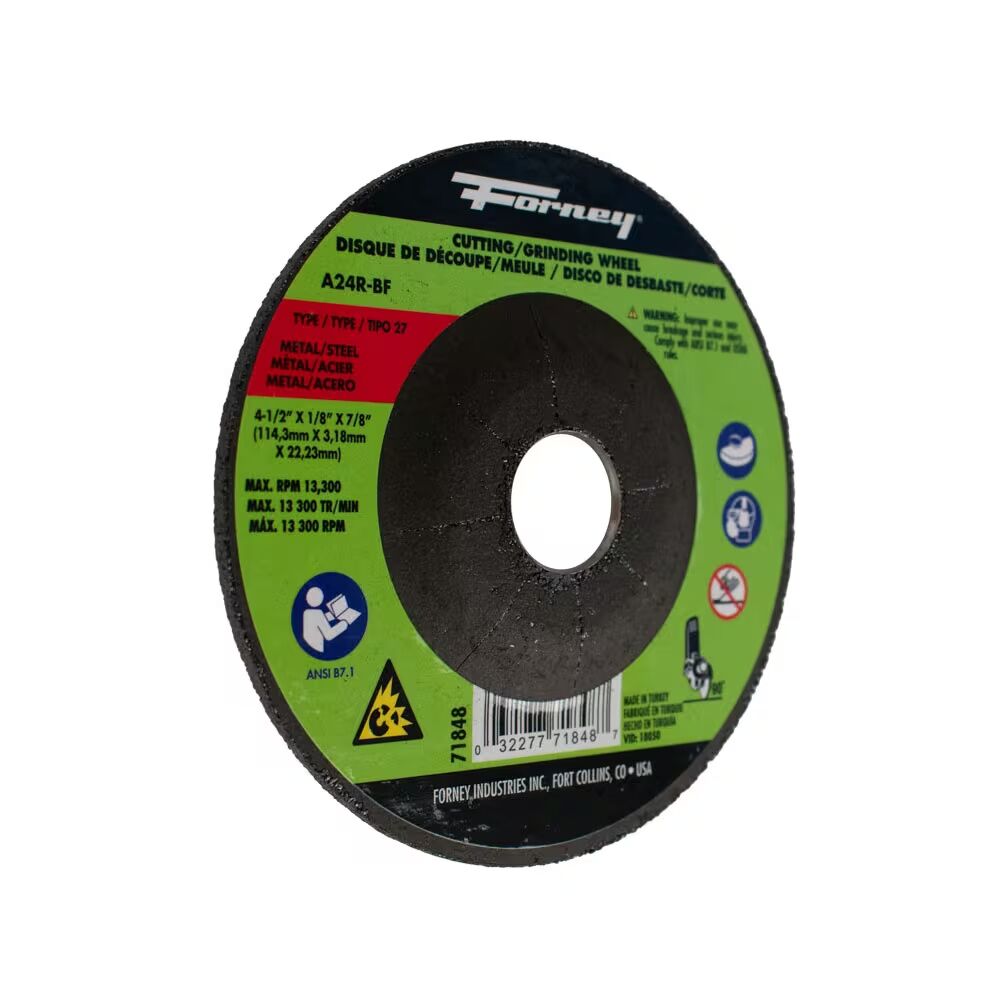 Forney Industries Metal Cut-Off Wheel Type 27, 4 1/2-In x 1/8-In x 7/8-In