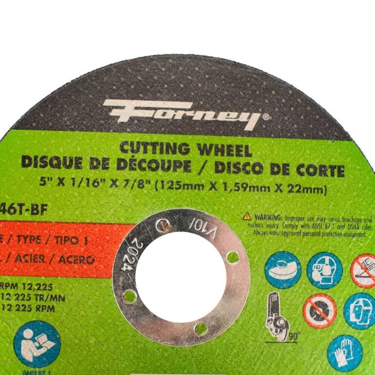 Forney Industries Metal Cut-Off Wheel Type 1, 5-In x 1/16-In x 7/8-In