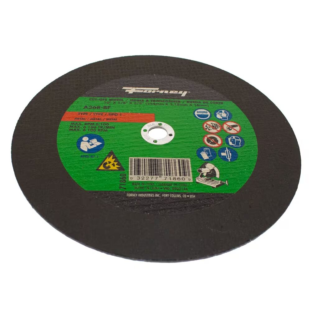 Forney Industries Metal Cutting Wheel Type 1, 10-In x 1/8-In x 5/8-In