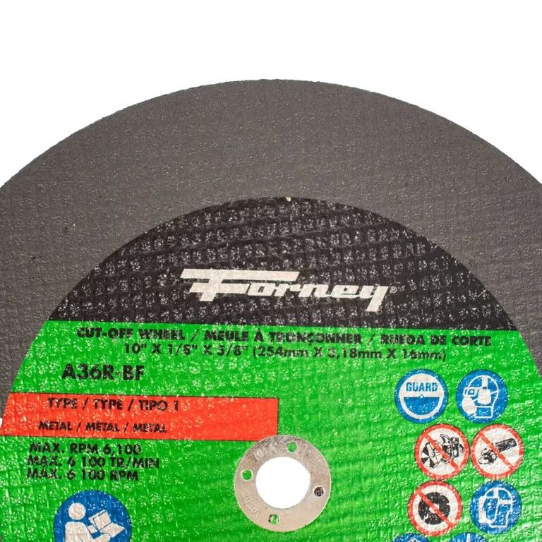 Forney Industries Metal Cutting Wheel Type 1, 10-In x 1/8-In x 5/8-In