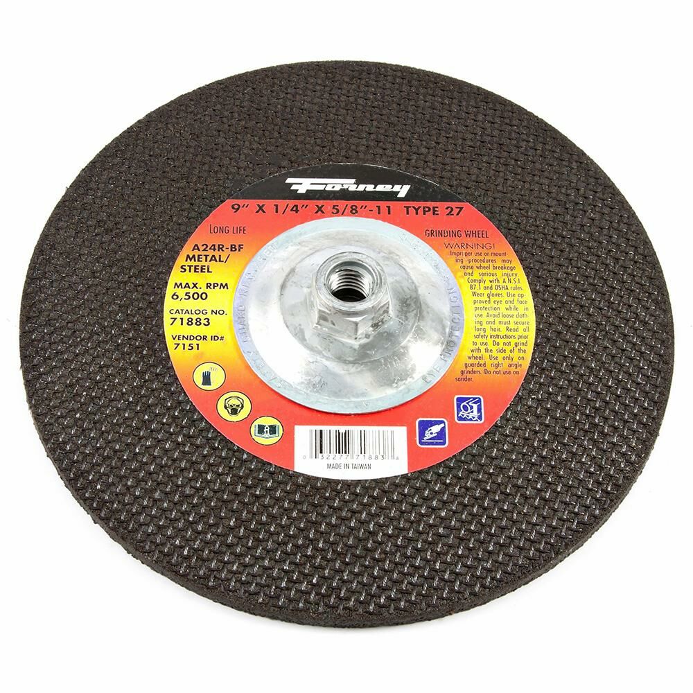 Grinding Wheel, Metal, Type 27, 9" X 1/4" X 5/8"-11
