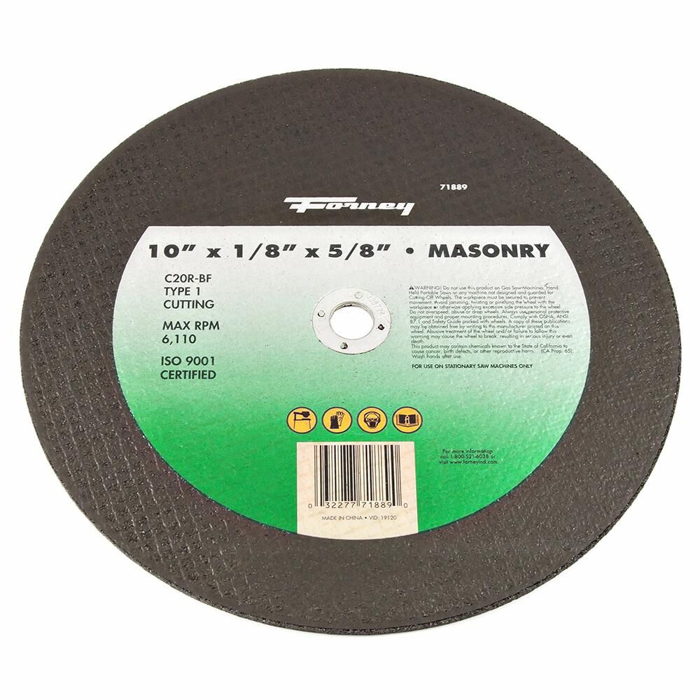Cutting Wheel, Masonry/Asphalt, Type 1, 10" X 1/8" X 5/8"