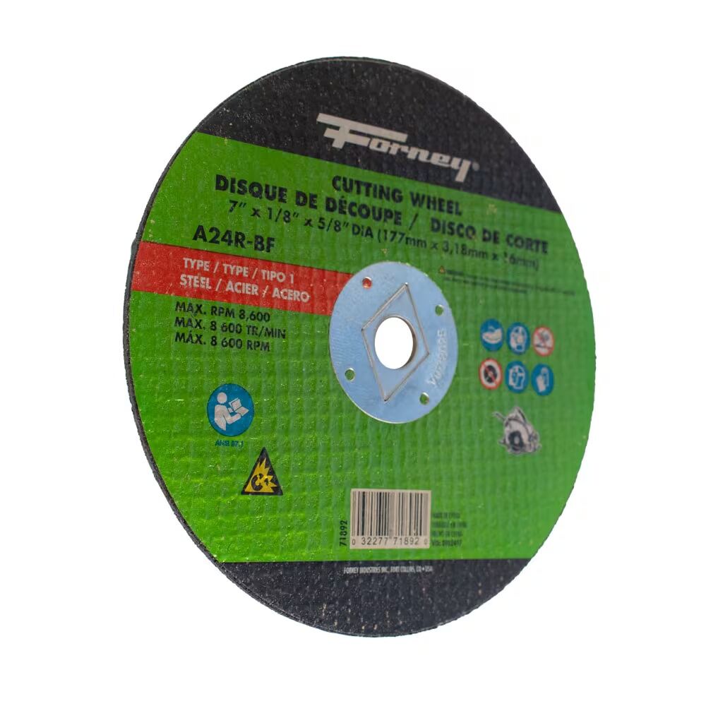 Forney Industries Metal Cut-Off Wheel Type 1, 7-In x 1/8-In x 5/8-In