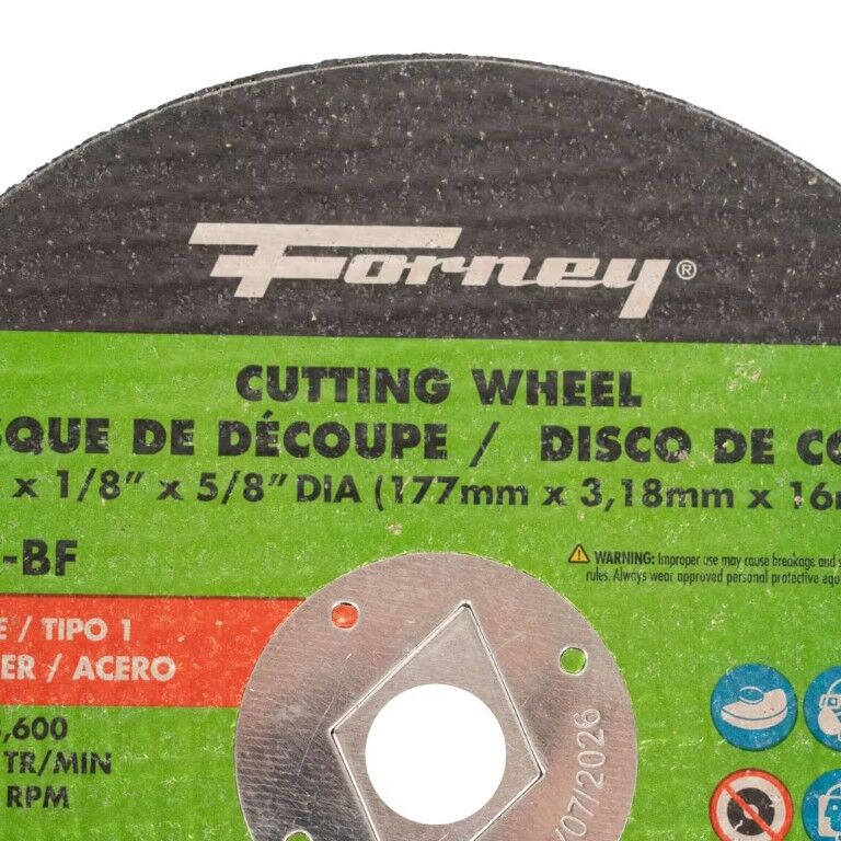 Forney Industries Metal Cut-Off Wheel Type 1, 7-In x 1/8-In x 5/8-In