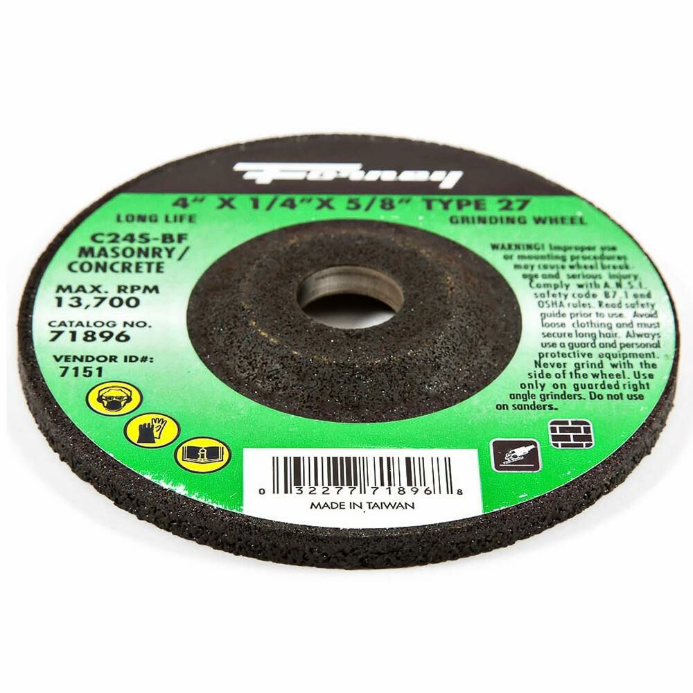 Grinding Wheel, Masonry, Type 27, 4" X 1/4" X 5/8"