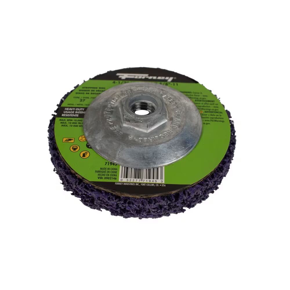 Forney Industries Heavy Duty Strip And Finish Disc Type 27, 4 1/2-In x 5/8-In - 11