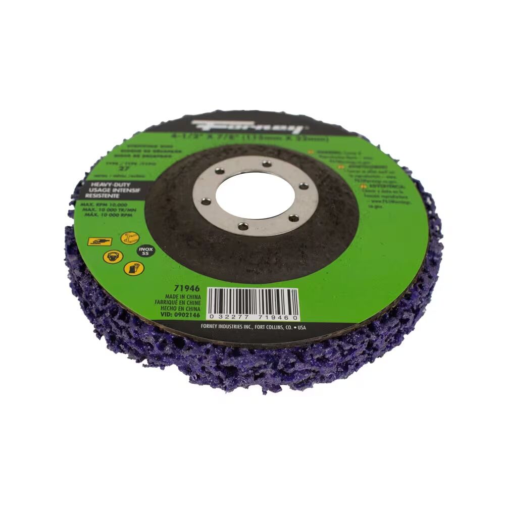 Forney Industries Heavy Duty Strip And Finish Disc Type 27, 4 1/2-In x 7/8-In