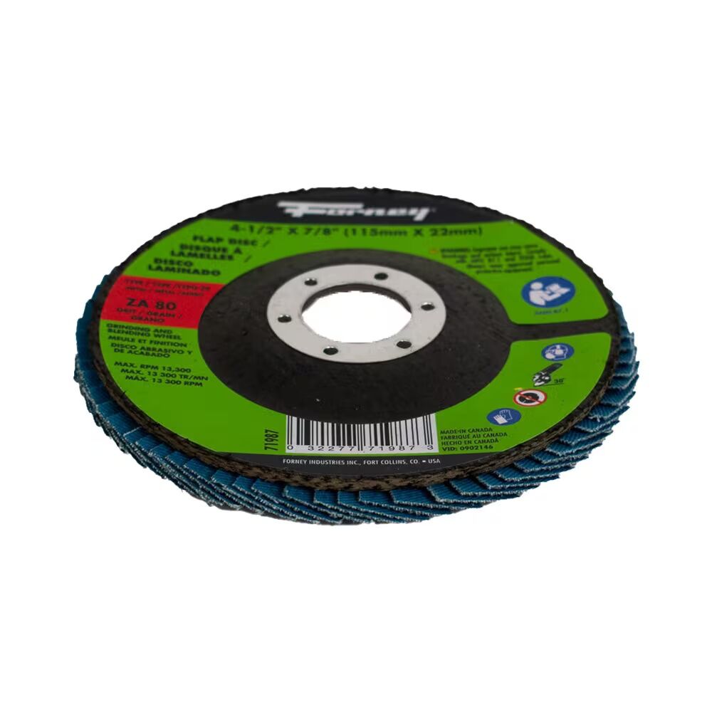 Forney Industries Zirconia Flap Disc Type 29, 80-Grit, 4 1/2-In x 7/8-In