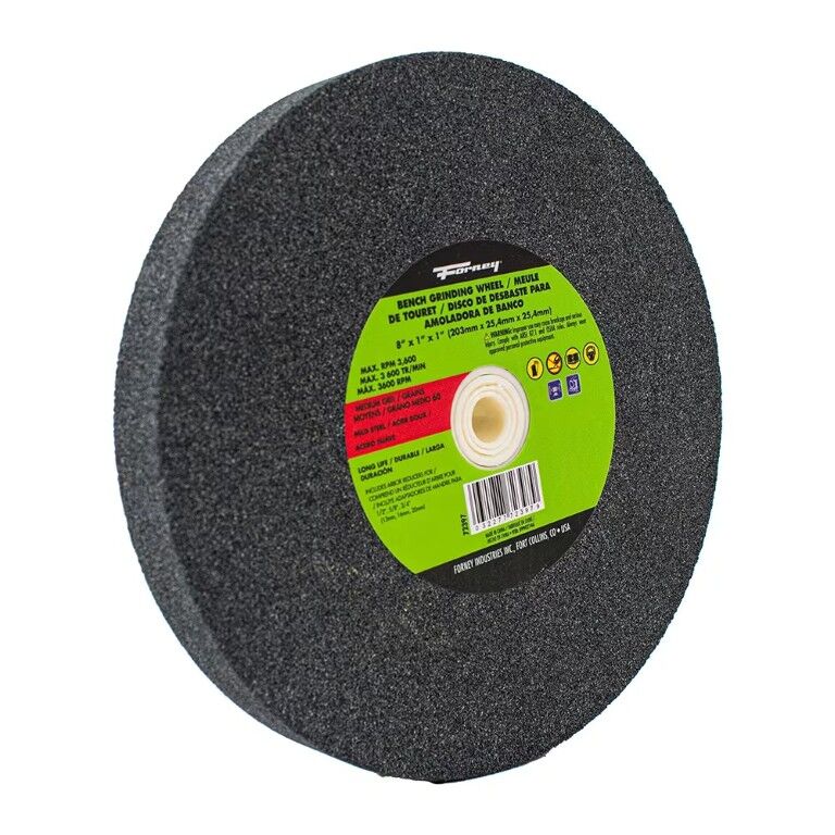 Forney Industries Bench Grinding Wheel, 60-Grit, 8-In x 1-In x 1-In