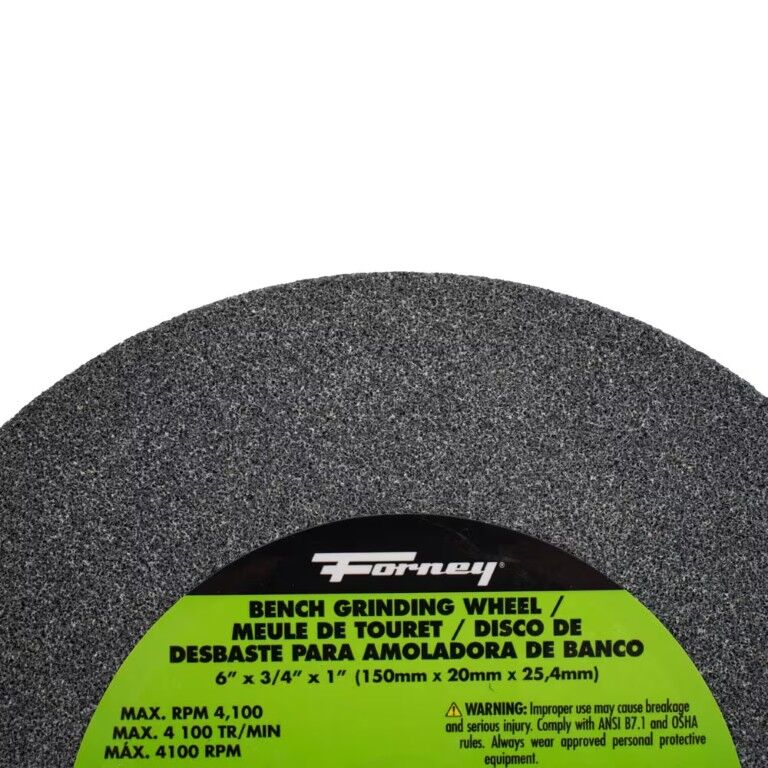 Forney Industries Bench Grinding Wheel, 60-Grit, 6-In x 3/4-In x 1-In