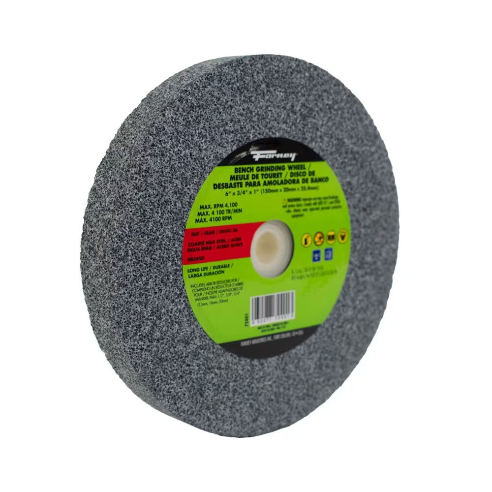 Forney Industries Bench Grinding Wheel, 36-Grit, 6-In x 3/4-In x 1-In