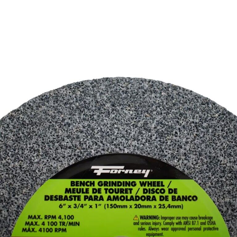 Forney Industries Bench Grinding Wheel, 36-Grit, 6-In x 3/4-In x 1-In