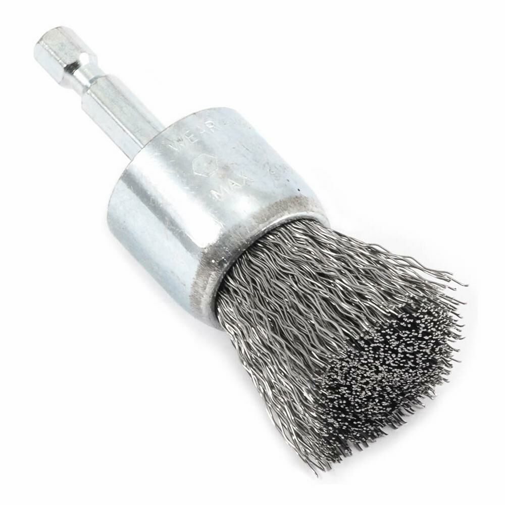 End Brush Crimped, 1" X 0.012" X 1/4" Hex Shank