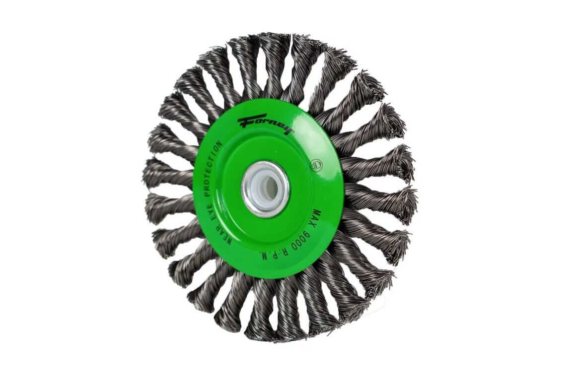 Forney Industries Knotted Wire Wheel, 6-In x 0.02-In x 1/2-In - 5/8-In