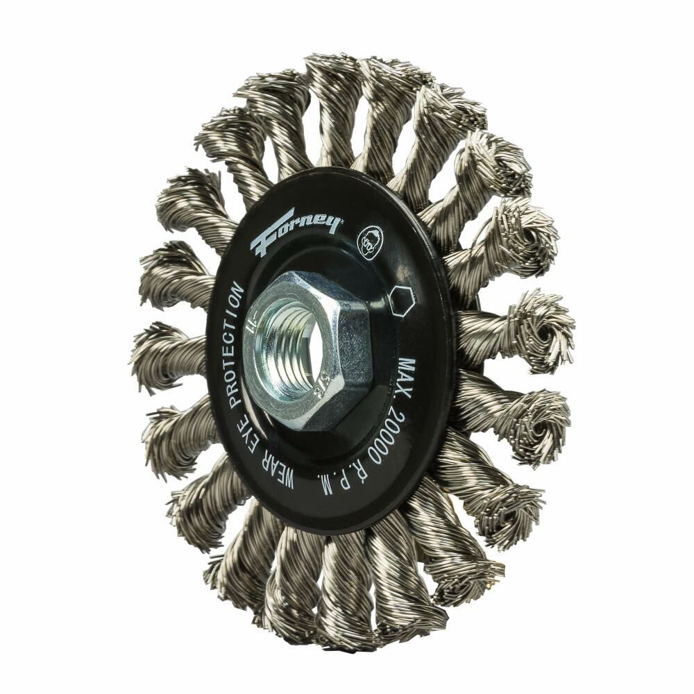 Cp Wire Wheel Knotted, Stainless Steel, 4" X 0.020" X 5/8"-11
