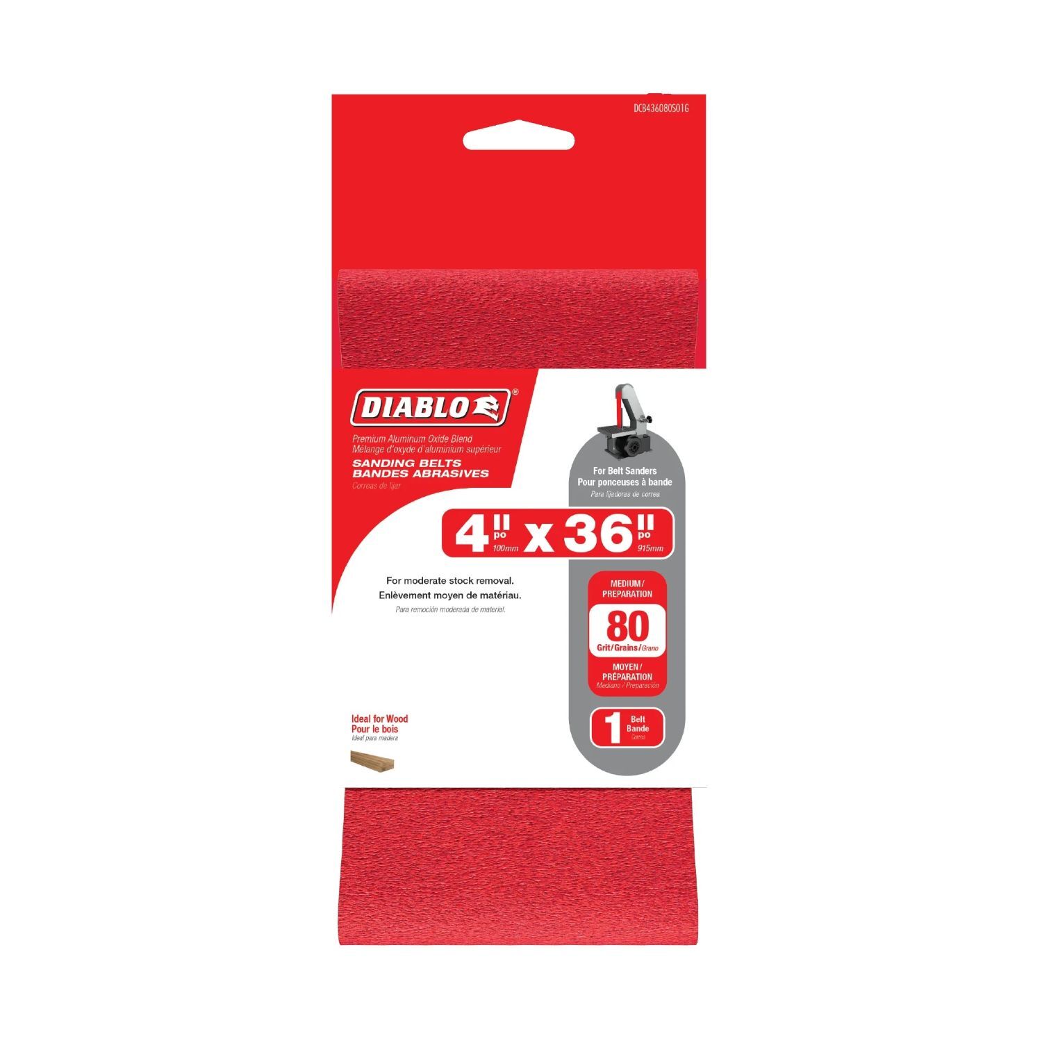 Diablo Tools 80-Grit Sanding Belt, 4-In x 36-In