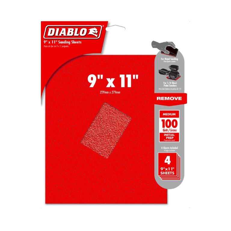 Diablo 100-Grit Sanding Sheets, 9-In x 11-In, 4-Pk