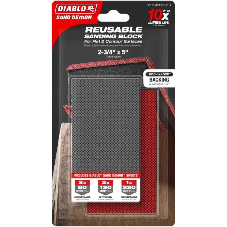 Diablo 80/120/220-Grit Reusable Hand Sanding Block, 2 3/4-In x 5-In