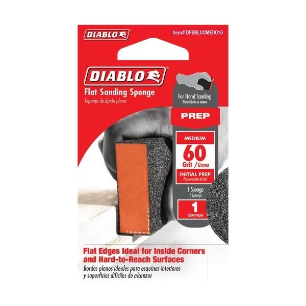 Diablo Tools 4-In x 2-1/2-In x 1-In 60-Grit Flat Edge Sanding Sponge