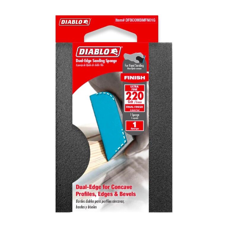 Diablo 220-Grit Dual-Edge Sanding Sponge, 4-In x 2 1/2-In x 1-In