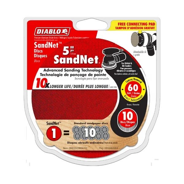 Diablo Sand Demon 60-Grit Sanding Discs With Connection Pad, 5-In
