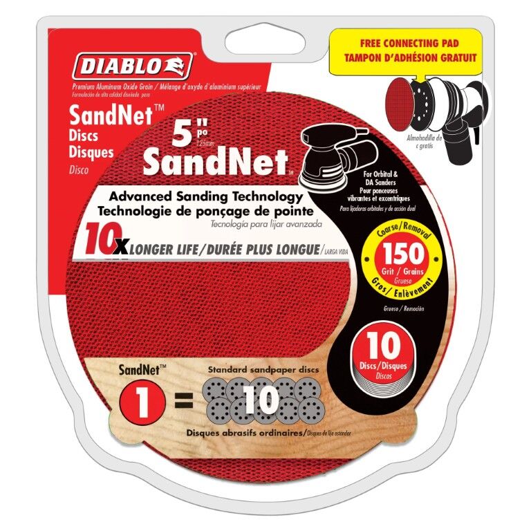 Diablo Sand Demon 150-Grit Sanding Discs With Connection Pad, 5-In, 10-Pk