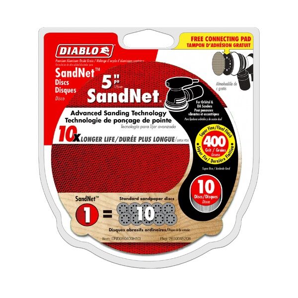 Diablo Sand Demon 400-Grit Sanding Discs with Connection Pad, 5-In