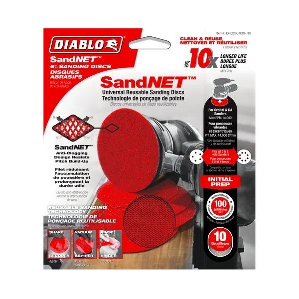 Diablo Tools 6-In Sand Demon 100-Grit Sanding Discs with Connection Pad, 10-Pk