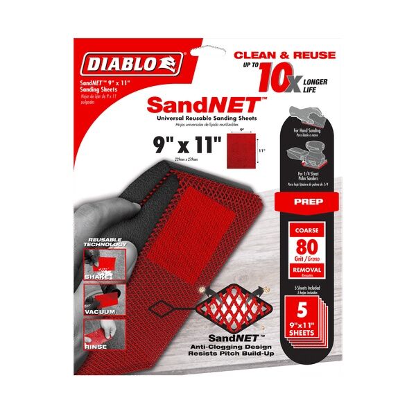 Diablo Sand Demon 80-Grit Universal Reusable 9 X 11-In Sanding Sheet, 5-Pk
